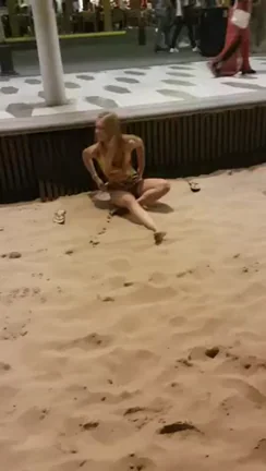 Naughty Beach Slut Flashes Pussy in Public Sand 😈🏖️