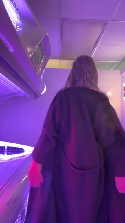 Hot Wife Craves Artificial Vitamin D in Tanning Booth 😁☀️🍆