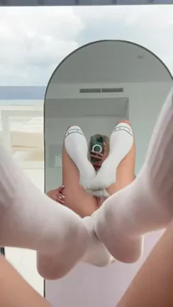 Tiny Tease: X-Small Slut's Sock-Clad Mirror Spread