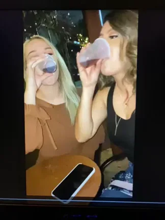 BBC threesome. Brunette and blonde. Big tits. Taking shots.