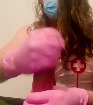 Pink Gloves Make My Trans Cock Wink 😘💕🍆