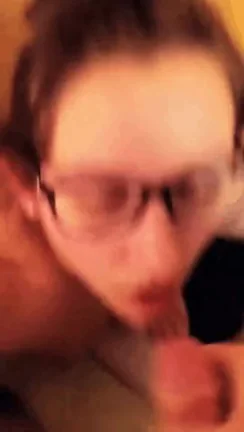 my cum slut wife loves her nerdy glasses covered in cum!