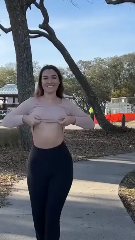 Park Slut Flashes Her Perky Tits on a Sunny Stroll