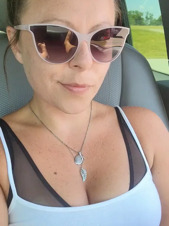 Car Slut Flashes Perky Nipples with Naughty Smile