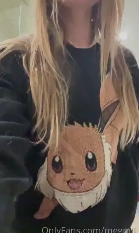 Blonde Babe Teases in Eevee Hoodie and Tiny Skirt
