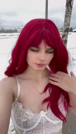 Funsized Redhead Tease's Snow-White Lingerie Tits ❄️🔥🍒