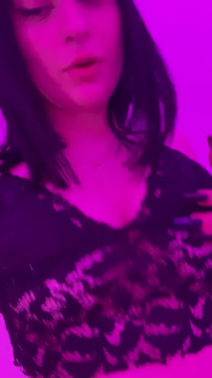 Tiny B-Cup Tease: Perky Purple Glow Slut