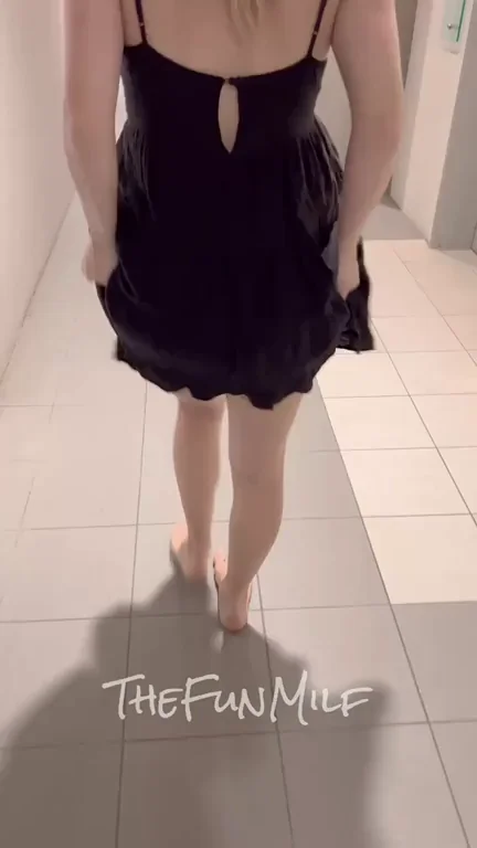 Wild Holiday Flash: TheFunMilf bares her slutty tits & pussy in public hall! 🔥👅