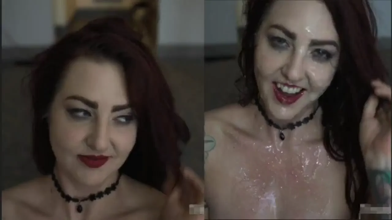 Goth Slut Converts to Bukkake Believer 💦😈 'Painted with Hot Cum Today!'