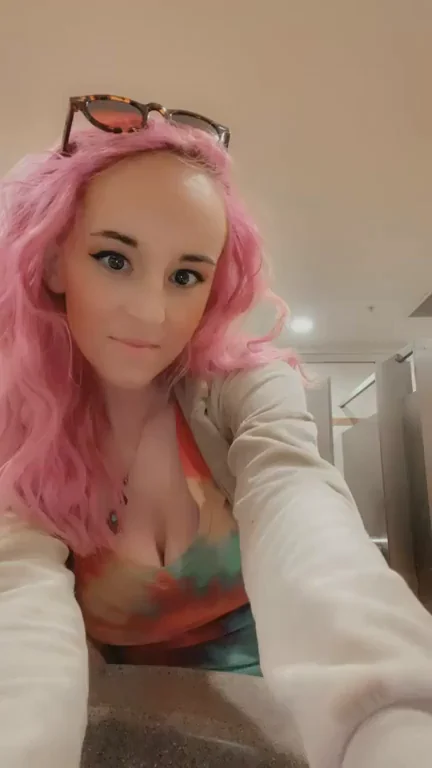 Petite Pink-Haired Slut Flashes Her Perky Tits at Work