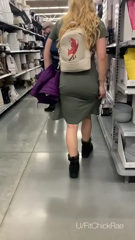 Cheeky Public Dress Flash in Store Aisle