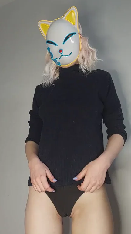 Kitten Mask Slut's Thigh-High Tease for Brutal Training