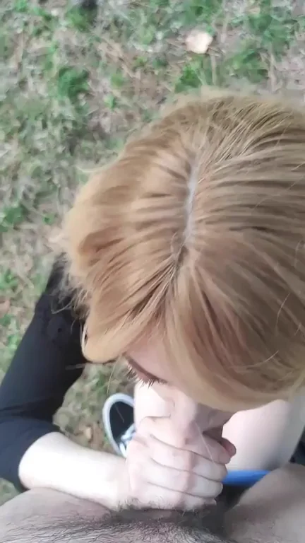 Blonde Slut Champs Outdoor Cock Finish – Swallows Every Drop Again!