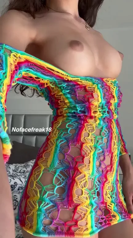 Naughty Slut in Rainbow Mesh Teasing Her Juicy Ass 🍑🌈🔥