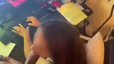 WFH Perks: Curvy Wife's Desk Tease Under the Table