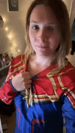 Homemade Captain Marvel Cosplay Tease with Juicy Booty and Dildo Play