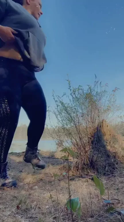 🔥 Dumping Massive Tits Out at the Lake GIF 💦