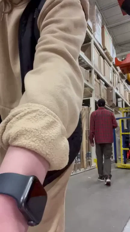 😈 Caught Flashing My Big Tits in Warehouse by Surprise Stranger 👀🍈🍈