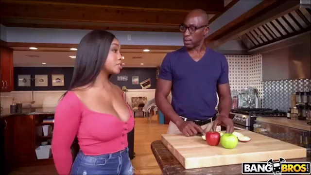 Lily Starfire's Massive Ebony Tits Worshipped by Stepdad