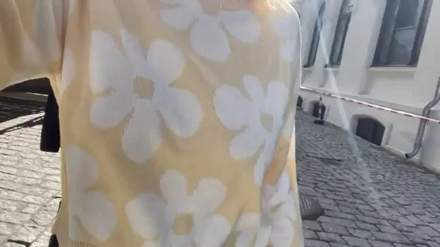 Slutty College Slut Flashes Massive Jugs on Campus Stroll [GIF]