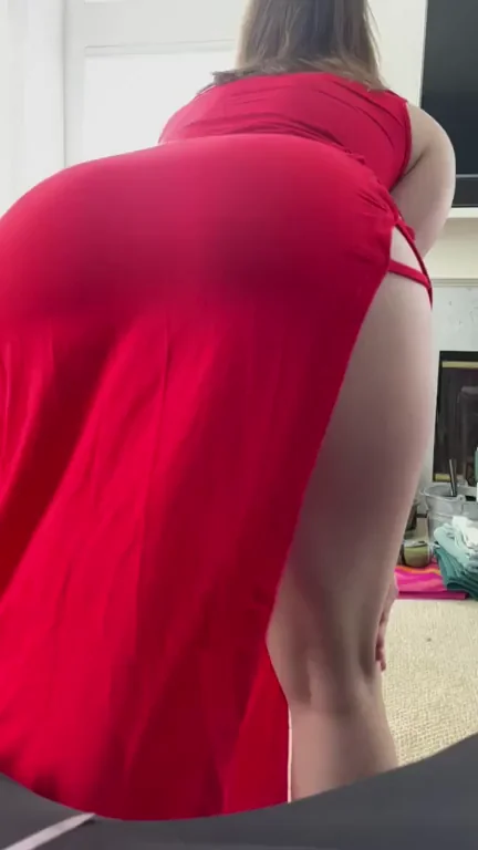 🍑 Laundry Day Tease: Wife's Tight Red Dress Ass Showoff 🔥