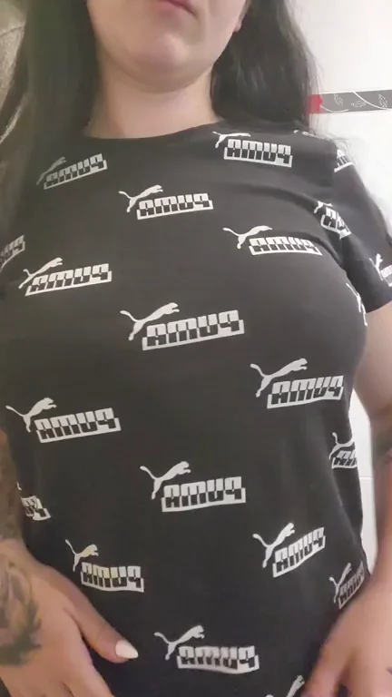 Tattooed Slut Lifts Puma Shirt for Your Hard Cock
