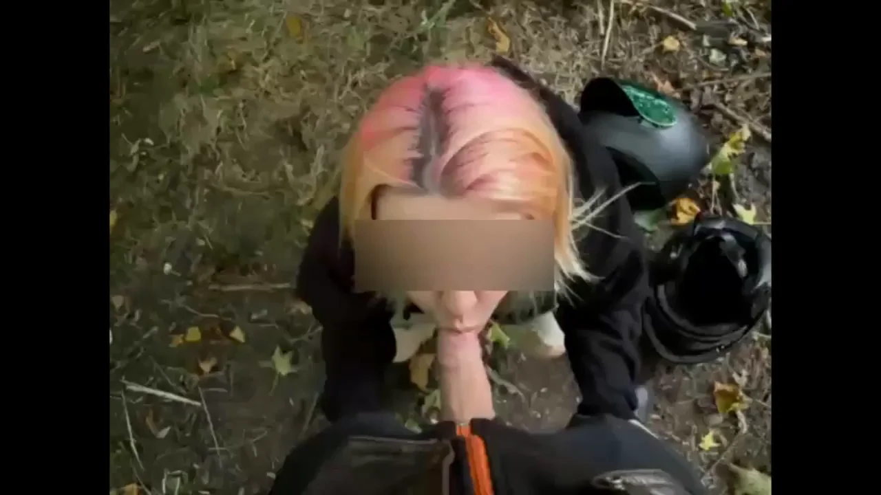 Quick stop off on our bike trip for some fun in the woods ðŸï¸ People kept walking past whilst she had my cock down her throat.