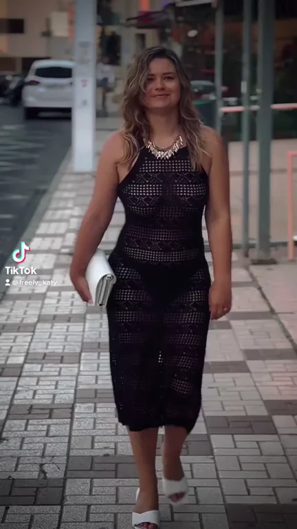 Out for dinner in a sheer dress. How we woman should always dress.
