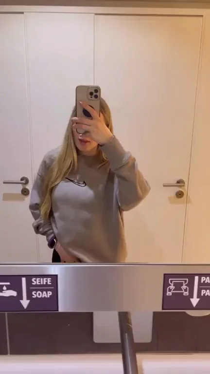 Flashing my boobs at the crowded airport bathroom