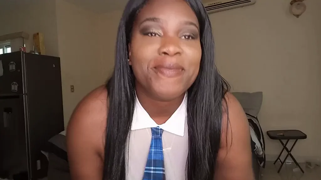 Schoolgirl Ebony Babe's Ass & Tits Tease to Brighten Your Day