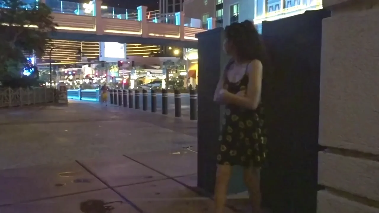Public Flow: Asian Slut Strips & Fucks by the Neon Bridge