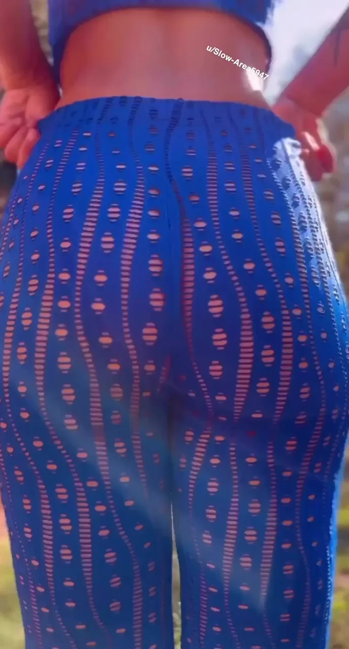 Tight Squeeze Booty Struggle in Sheer Blue Leggings 😍