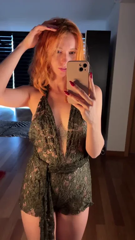 Redhead Tease in Slutty Sheer Jumpsuit: 'On My Way to Pound Your Door'