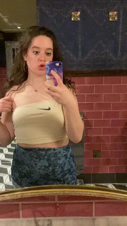 Tipsy Slut Flashing Tits in Bar Bathroom 💦🍸