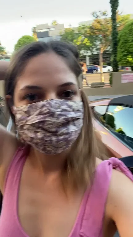 Hot Babe Begs to Stay Naked in Public by the Car