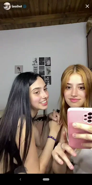 Girls Kissing in Stream
