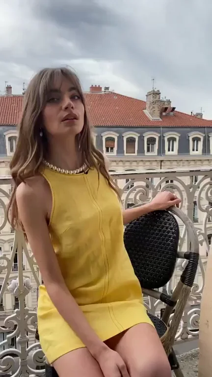 Mara Lafontan Teasing in Tight Yellow Mini Dress