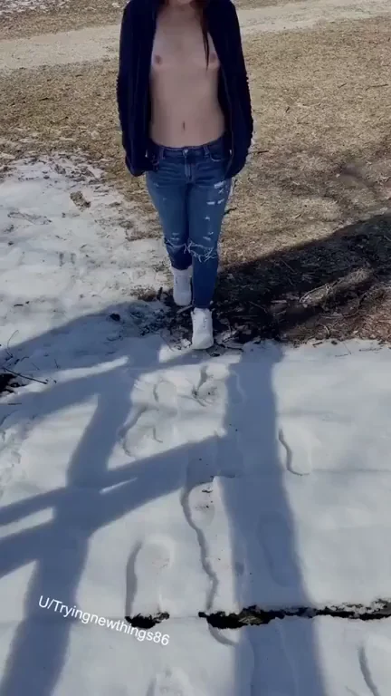 Taking a stroll in the park on a snowy day