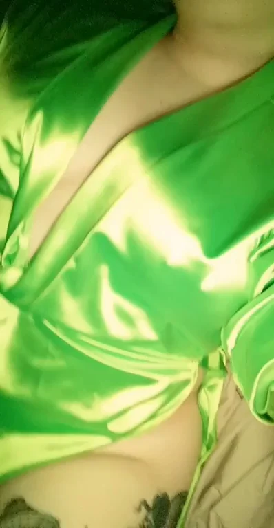 Goth Babe Teases What's Under Her Shiny Green Robe! 🔥🖤