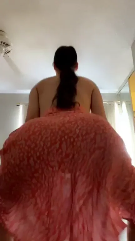 Juicy MILF's Massive Ass Tease in Sheer Red Dress