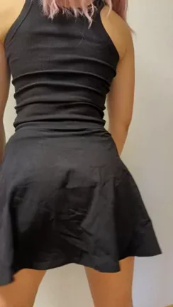 Pink-Haired Tease Unveils Town's Juiciest Tits in Black Mini Skirt Strip