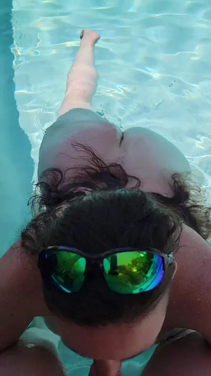 I'm enjoying Daddys cock while he enjoys the view on the side of the pool!