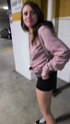 Teasing Security Cams with My Perky Tits & Ass in the Garage 🔥😈 [GIF]