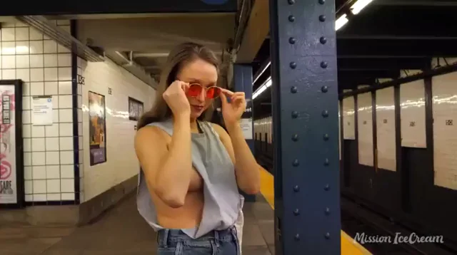 Slut Waiting for Her Train with Tits Out