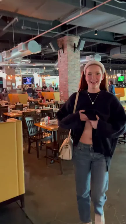 Redhead Slut Flashes Tits at Lunch Spot 😉🍑