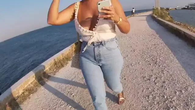 Public Nip Slip Tease by Busty Slut 😈👙🌊