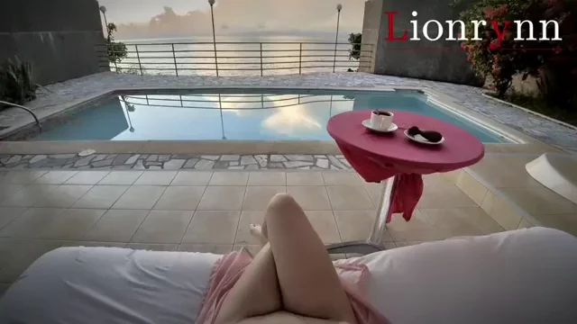 Perfect body. Big tits. Morning fingering with a great view