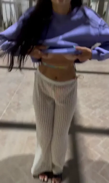 Vacay Slut Flashes Perky Tits to 20 Strangers While Parents Chill Nearby 😈 [GIF]