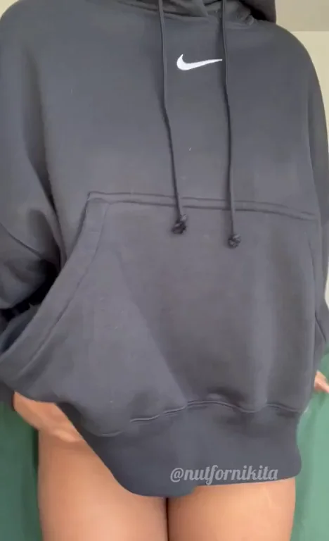 Horny Indian Babe Teases in Oversized Nike Hoodie