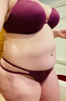 Help This Pregnant Chubby Slut Strip Off Her Purple Lingerie? 😈🍑